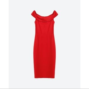 Zara Dresses - Zara Love Red Off The Shoulder Bodycon Tube Dress Zara Dresses - Zara Love Red Off The Shoulder Bodycon Tube Dress